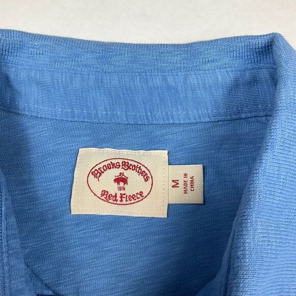 Brooks Brothers Mens Cotton Polo Shirt Blue Short Sleeve Casual Button Up Medium - Picture 4 of 11